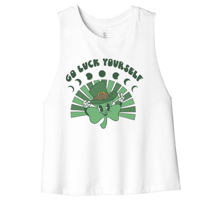 Go Luck Yourself St Patricks Day Lucky Clover Irish Women's Racerback Cropped Tank