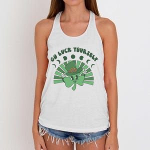 Go Luck Yourself St Patricks Day Lucky Clover Irish Women's Knotted Racerback Tank