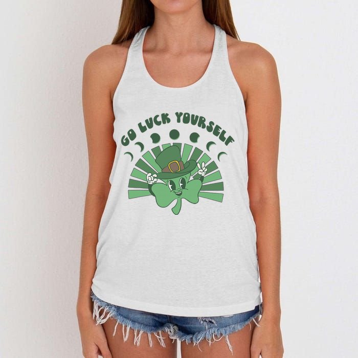 Go Luck Yourself St Patricks Day Lucky Clover Irish Women's Knotted Racerback Tank