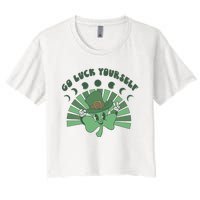 Go Luck Yourself St Patricks Day Lucky Clover Irish Women's Crop Top Tee