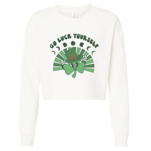 Go Luck Yourself St Patricks Day Lucky Clover Irish Cropped Pullover Crew