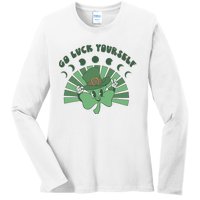 Go Luck Yourself St Patricks Day Lucky Clover Irish Ladies Long Sleeve Shirt