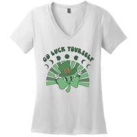 Go Luck Yourself St Patricks Day Lucky Clover Irish Women's V-Neck T-Shirt