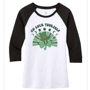 Go Luck Yourself St Patricks Day Lucky Clover Irish Women's Tri-Blend 3/4-Sleeve Raglan Shirt