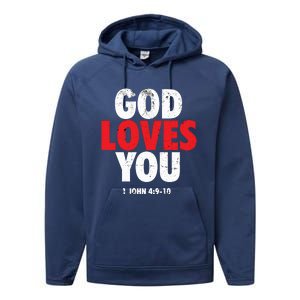 God Loves You Gift Performance Fleece Hoodie