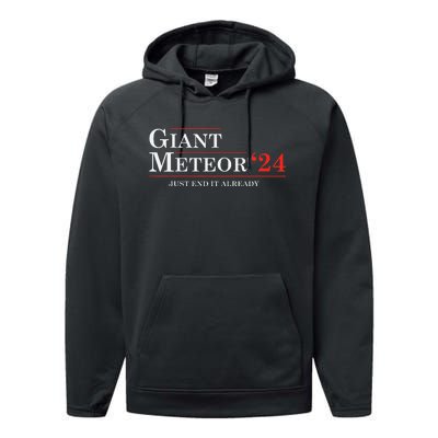 Giant Meteor 2024 Election 2024 Funny Performance Fleece Hoodie