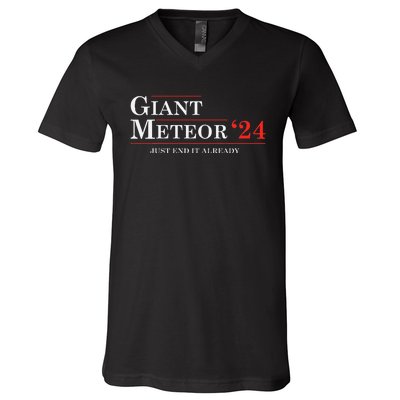 Giant Meteor 2024 Election 2024 Funny V-Neck T-Shirt