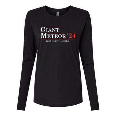 Giant Meteor 24 Election 2024 Funny Womens Cotton Relaxed Long Sleeve T-Shirt