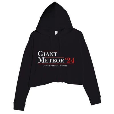 Giant Meteor 24 Election 2024 Funny Crop Fleece Hoodie