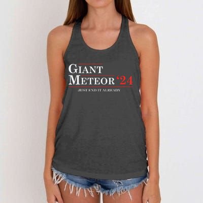 Giant Meteor 24 Election 2024 Funny Women's Knotted Racerback Tank