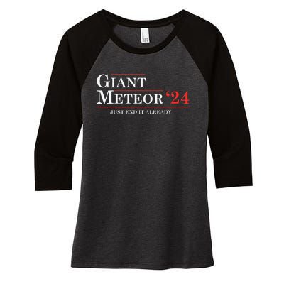 Giant Meteor 24 Election 2024 Funny Women's Tri-Blend 3/4-Sleeve Raglan Shirt