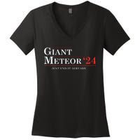 Giant Meteor 24 Election 2024 Funny Women's V-Neck T-Shirt