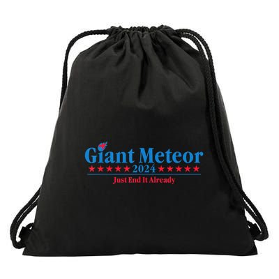 Giant Meteor 2024 Just End It Already Funny Drawstring Bag