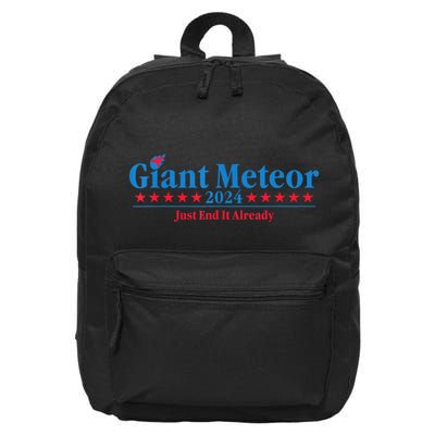 Giant Meteor 2024 Just End It Already Funny 16 in Basic Backpack