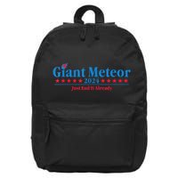 Giant Meteor 2024 Just End It Already Funny 16 in Basic Backpack