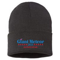 Giant Meteor 2024 Just End It Already Funny Sustainable Knit Beanie