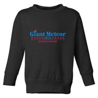 Giant Meteor 2024 Just End It Already Funny Toddler Sweatshirt