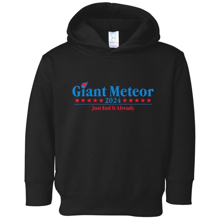 Giant Meteor 2024 Just End It Already Funny Toddler Hoodie