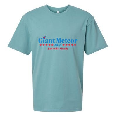 Giant Meteor 2024 Just End It Already Funny Sueded Cloud Jersey T-Shirt