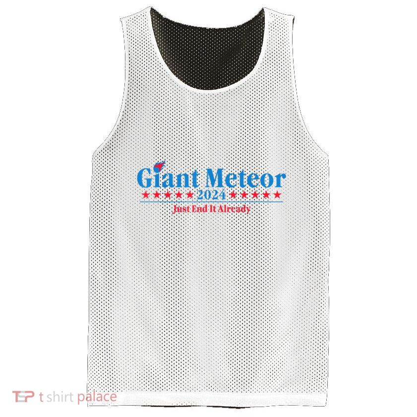 Giant Meteor 2024 Just End It Already Funny Mesh Reversible Basketball Jersey Tank