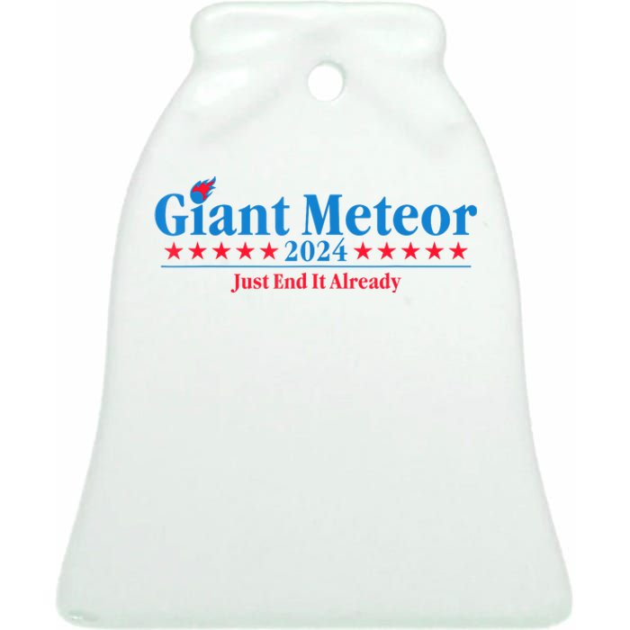 Giant Meteor 2024 Just End It Already Funny Ceramic Bell Ornament