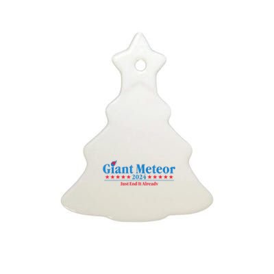 Giant Meteor 2024 Just End It Already Funny Ceramic Tree Ornament