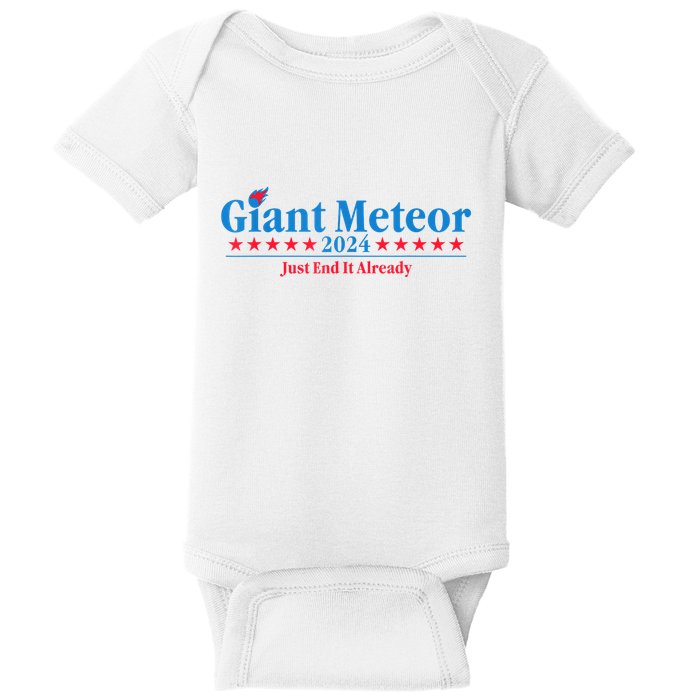 Giant Meteor 2024 Just End It Already Funny Baby Bodysuit