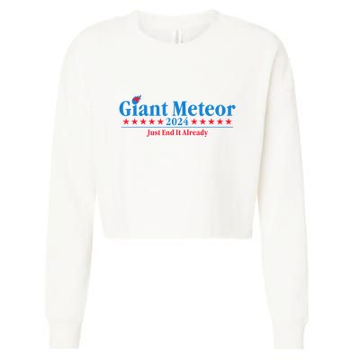 Giant Meteor 2024 Just End It Already Funny Cropped Pullover Crew