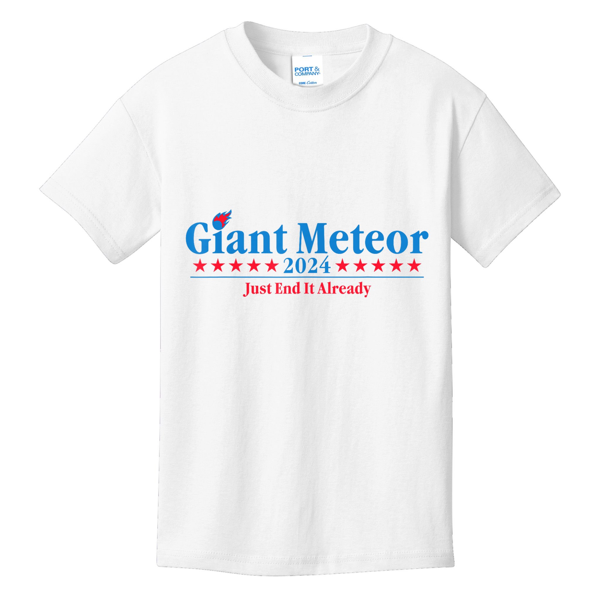 Giant Meteor 2024 Just End It Already Funny Kids T-Shirt