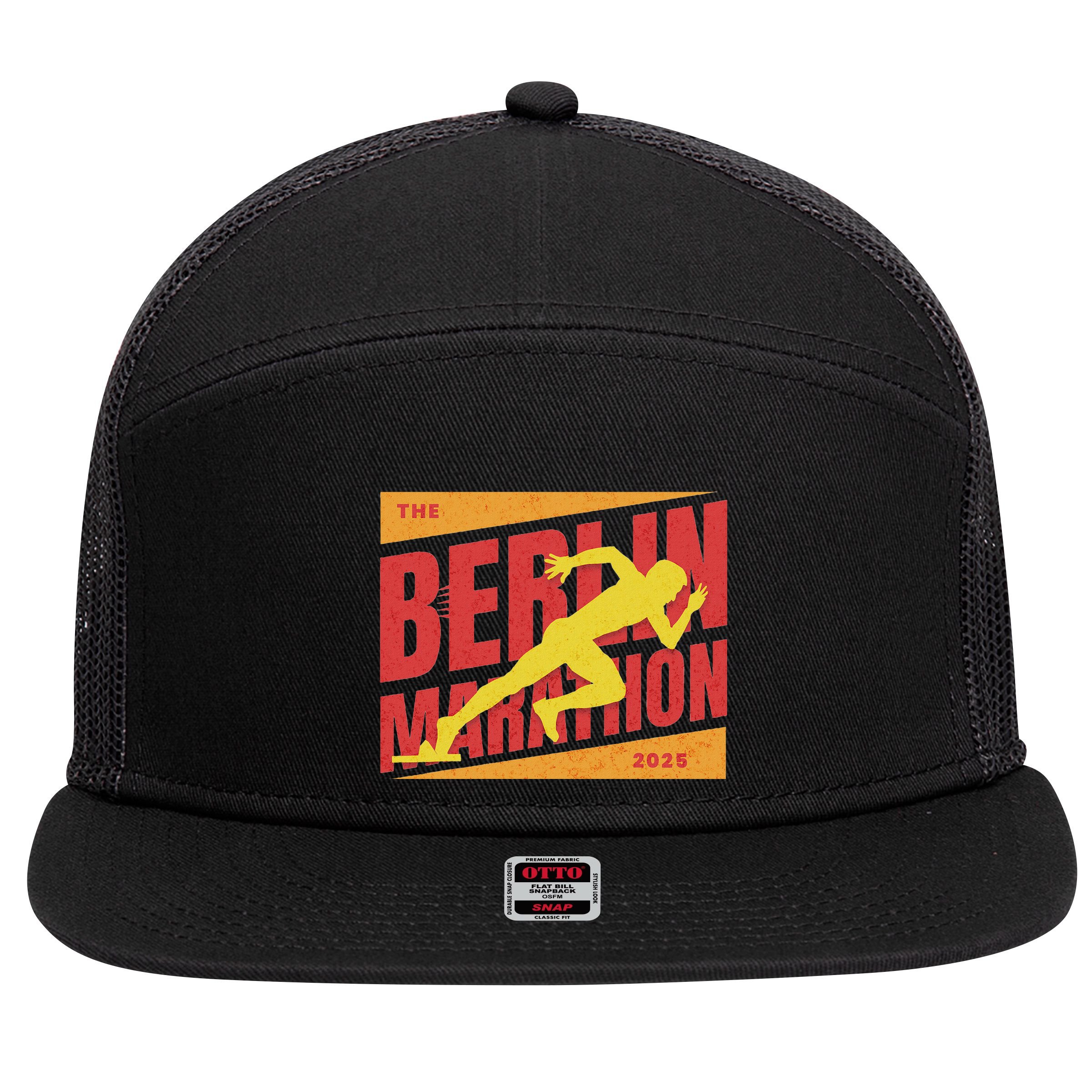 German Marathon 2025 And Berlin Germany Running Marathoner 7 Panel Mesh Trucker Snapback Hat