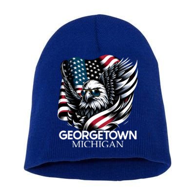 Georgetown Michigan 4th Of July Usa American Flag Gift Short Acrylic Beanie