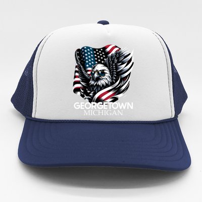 Georgetown Michigan 4th Of July Usa American Flag Gift Trucker Hat