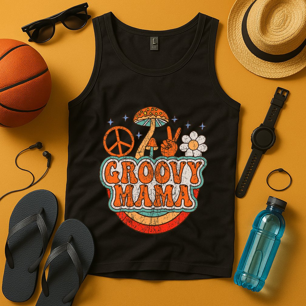 Groovy Mama 70s Aesthetic Nostalgia 1970S Retro Mom Tank Top