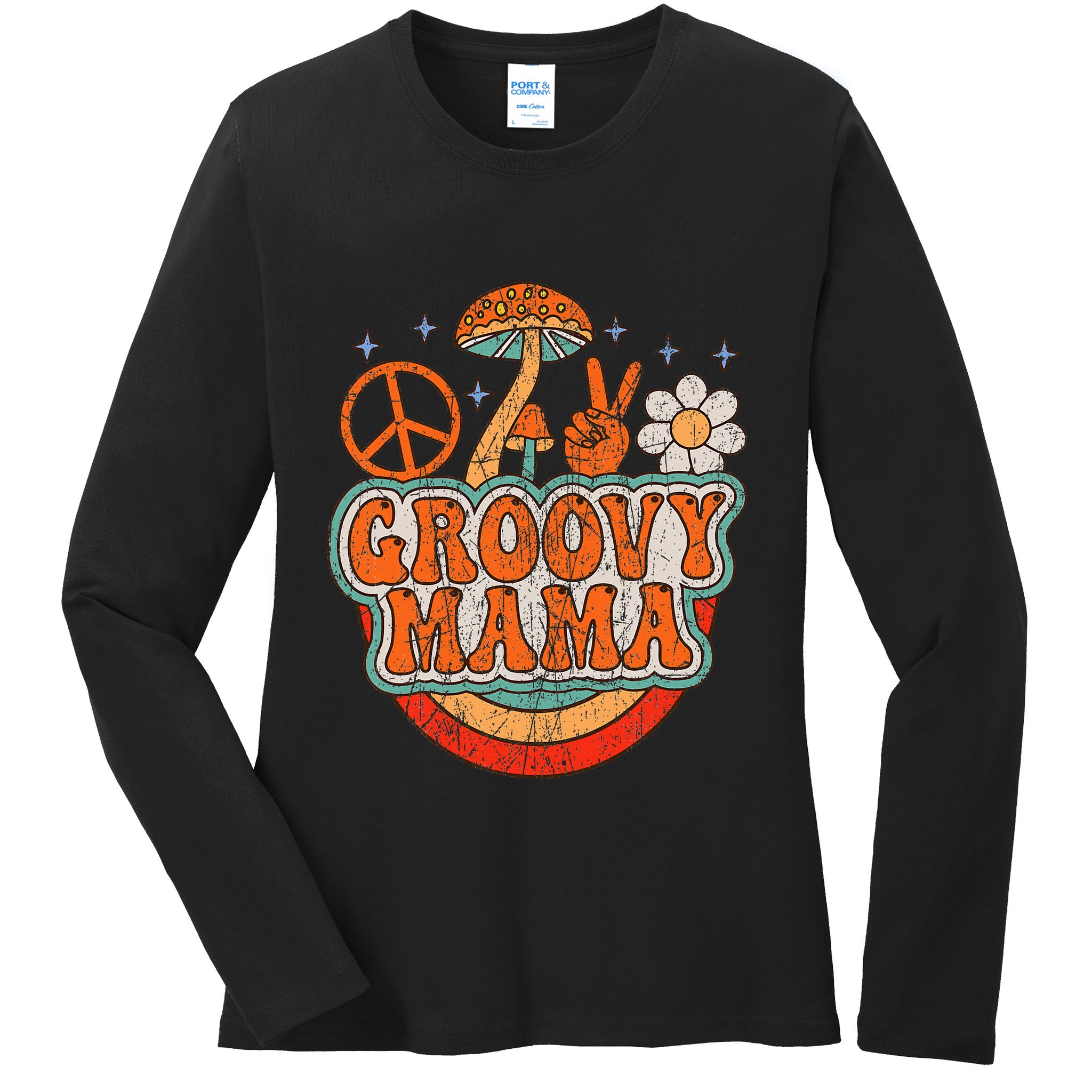 Groovy Mama 70s Aesthetic Nostalgia 1970S Retro Mom Ladies Long Sleeve Shirt