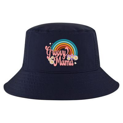 Groovy Mama 70s Retro Hippie 70s Floral Rainbow Mom Style Cool Comfort Performance Bucket Hat