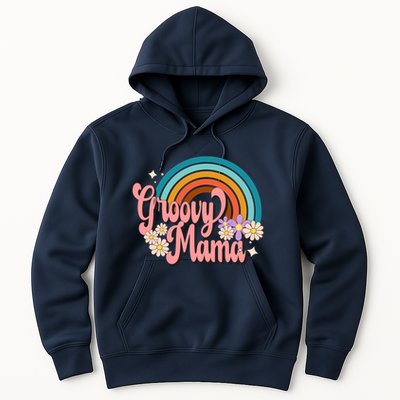 Groovy Mama 70s Retro Hippie 70s Floral Rainbow Mom Style Hoodie