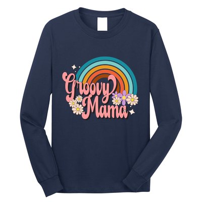 Groovy Mama 70s Retro Hippie 70s Floral Rainbow Mom Style Long Sleeve Shirt