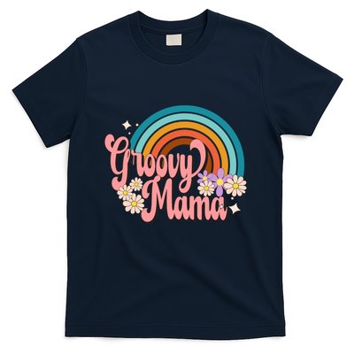 Groovy Mama 70s Retro Hippie 70s Floral Rainbow Mom Style T-Shirt