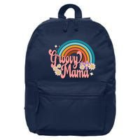 Groovy Mama 70s Retro Hippie 70s Floral Rainbow Mom Style 16 in Basic Backpack