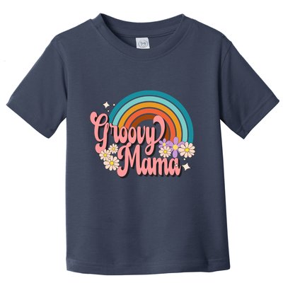 Groovy Mama 70s Retro Hippie 70s Floral Rainbow Mom Style Toddler T-Shirt