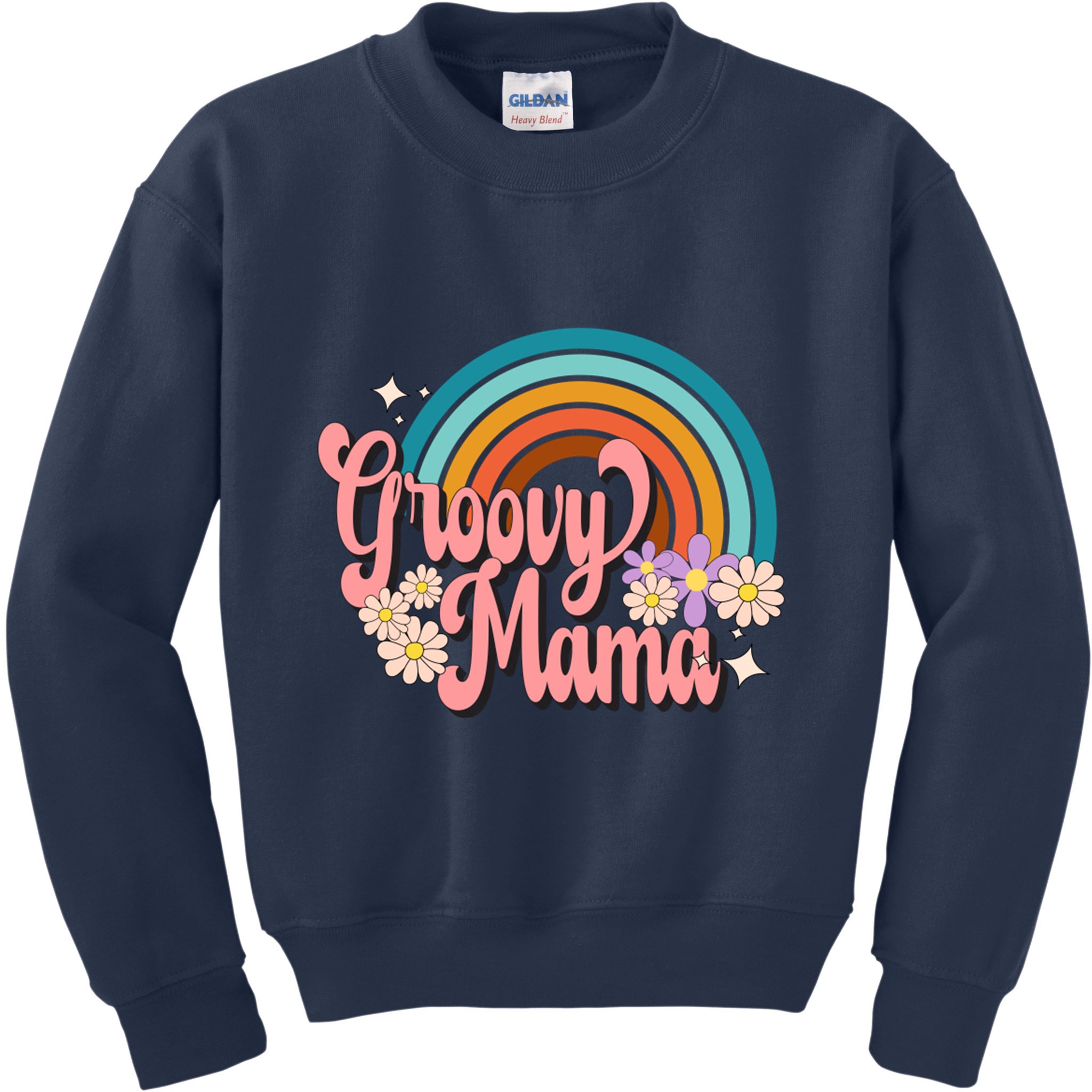Groovy Mama 70s Retro Hippie 70s Floral Rainbow Mom Style Kids Sweatshirt