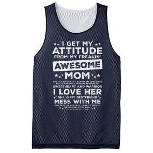 Got My Attitude From Awesome Mom Mothers Day Daughter Son Mesh Reversible Basketball Jersey Tank