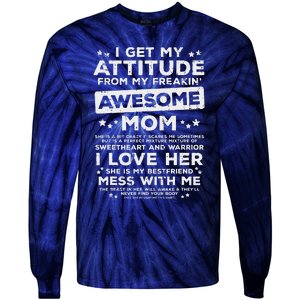 Got My Attitude From Awesome Mom Mothers Day Daughter Son Tie-Dye Long Sleeve Shirt