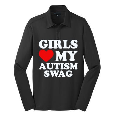 GirlsLove My Autism Swag Funny Autistic Boy Gifts Awareness Silk Touch Performance Long Sleeve Polo