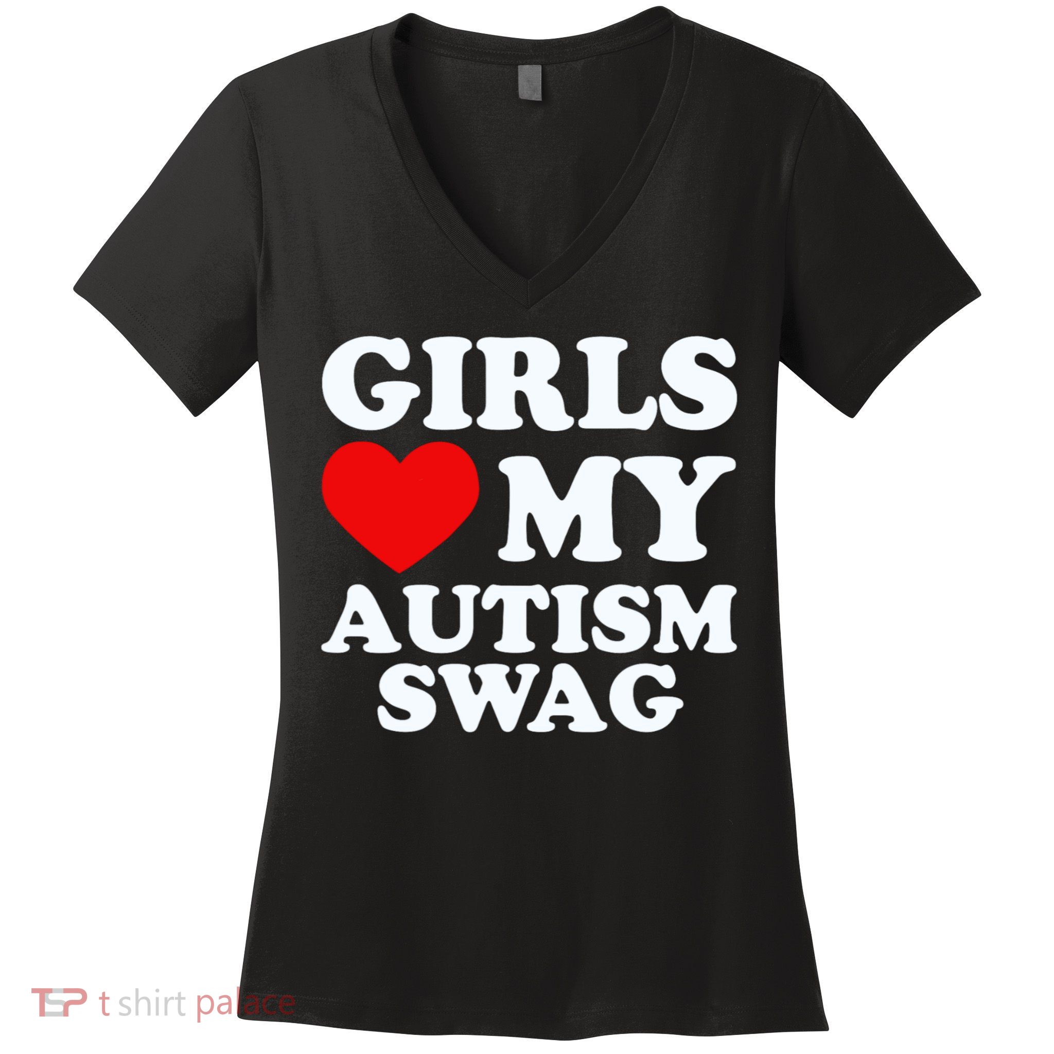 GirlsLove My Autism Swag Funny Autistic Boy Gifts Awareness Women's V-Neck T-Shirt