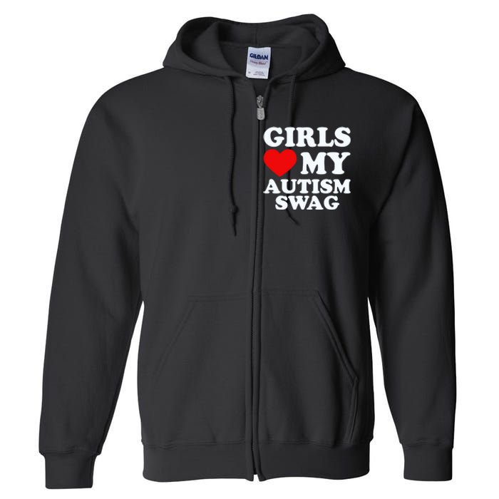 GirlsLove My Autism Swag Funny Autistic Boy Gifts Awareness Full Zip Hoodie