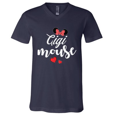 Gigi Mouse And Gigi Mouse Heart Funny Mother's Day V-Neck T-Shirt