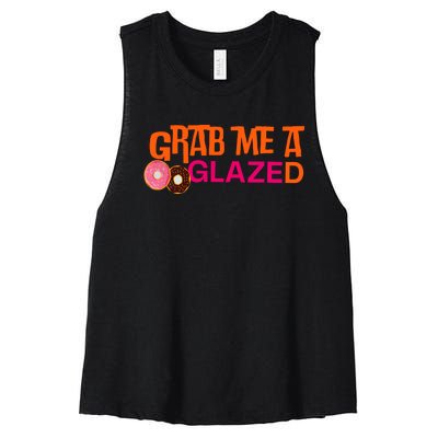 Grab Me A Glazed Funny Doughnut Women's Racerback Cropped Tank