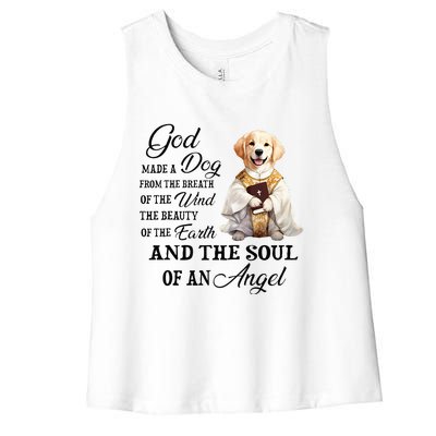 God made a dog from the breath of the wind Women's Racerback Cropped Tank