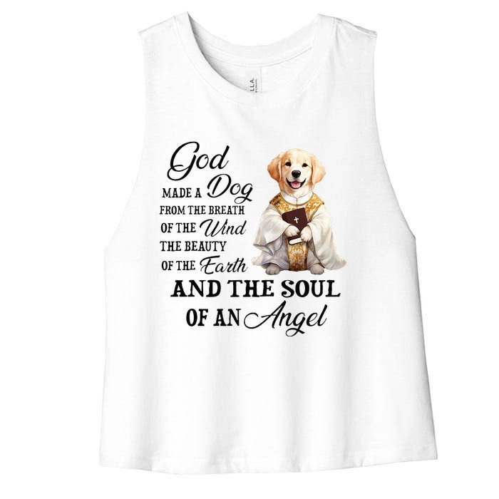 God made a dog from the breath of the wind Women's Racerback Cropped Tank